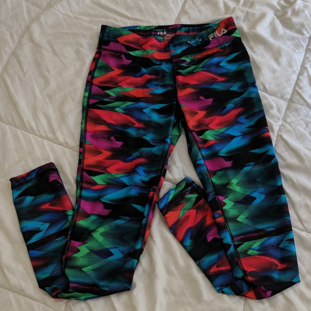 FILA Athletic red, green, blue running leggings